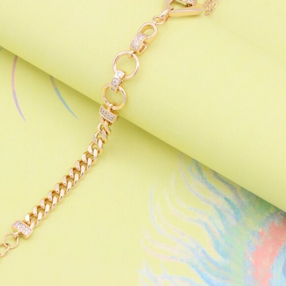 "Sparkling Rose Gold Bracelet with Elegant Round & Chain Link Detail, XPBL0909 - Picture 7 of 13